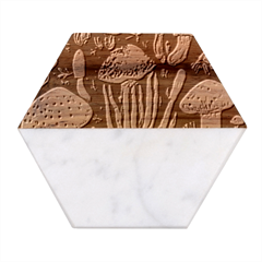 Natural Mushroom Marble Wood Coaster (hexagon) 