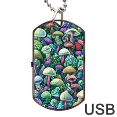 Mushroom Core Fairy Dog Tag Usb Flash (one Side) by GardenOfOphir