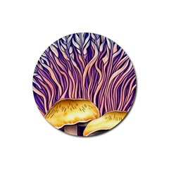 Flowery Garden Mushroom Rubber Round Coaster (4 Pack) by GardenOfOphir