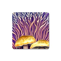 Flowery Garden Mushroom Square Magnet by GardenOfOphir