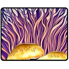 Flowery Garden Mushroom Fleece Blanket (medium)