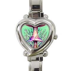 Tiny Witchy Mushroom Heart Italian Charm Watch by GardenOfOphir