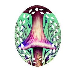 Tiny Witchy Mushroom Oval Filigree Ornament (two Sides) by GardenOfOphir