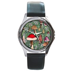 Fairycore Mushroom Forest Round Metal Watch by GardenOfOphir