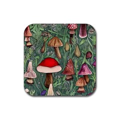 Fairycore Mushroom Forest Rubber Coaster (square) by GardenOfOphir