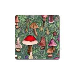 Fairycore Mushroom Forest Square Magnet by GardenOfOphir