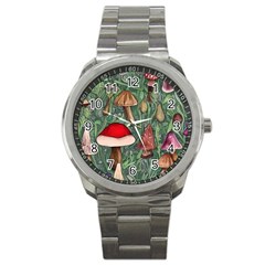 Fairycore Mushroom Forest Sport Metal Watch by GardenOfOphir