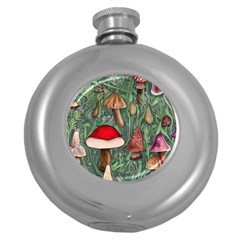 Fairycore Mushroom Forest Round Hip Flask (5 Oz) by GardenOfOphir