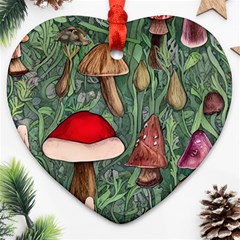 Fairycore Mushroom Forest Heart Ornament (two Sides) by GardenOfOphir