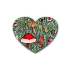 Fairycore Mushroom Forest Rubber Coaster (heart) by GardenOfOphir