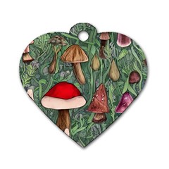 Fairycore Mushroom Forest Dog Tag Heart (two Sides) by GardenOfOphir