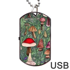 Fairycore Mushroom Forest Dog Tag Usb Flash (two Sides) by GardenOfOphir