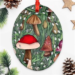 Fairycore Mushroom Forest Oval Filigree Ornament (two Sides) by GardenOfOphir