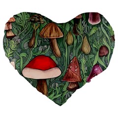 Fairycore Mushroom Forest Large 19  Premium Heart Shape Cushions by GardenOfOphir