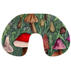 Fairycore Mushroom Forest Travel Neck Pillow by GardenOfOphir