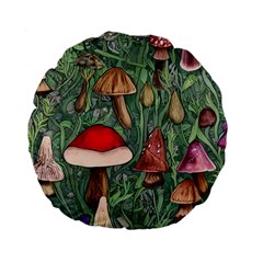 Fairycore Mushroom Forest Standard 15  Premium Flano Round Cushions by GardenOfOphir