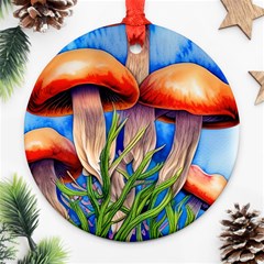 Garden Mushrooms In A Flowery Craft Ornament (round) by GardenOfOphir