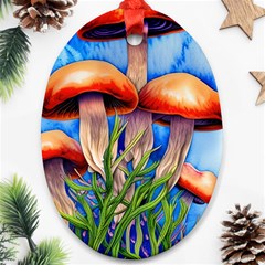 Garden Mushrooms In A Flowery Craft Ornament (oval) by GardenOfOphir