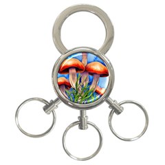 Garden Mushrooms In A Flowery Craft 3-ring Key Chain by GardenOfOphir