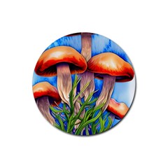 Garden Mushrooms In A Flowery Craft Rubber Coaster (round) by GardenOfOphir