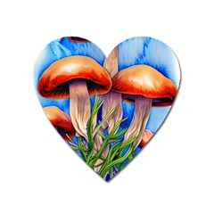 Garden Mushrooms In A Flowery Craft Heart Magnet by GardenOfOphir