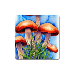 Garden Mushrooms In A Flowery Craft Square Magnet by GardenOfOphir