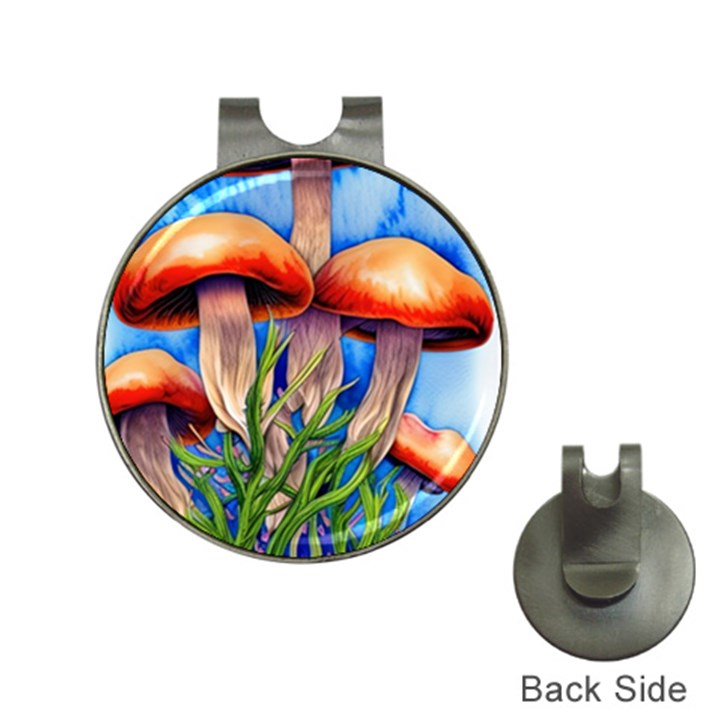 Garden Mushrooms In A Flowery Craft Hat Clips with Golf Markers