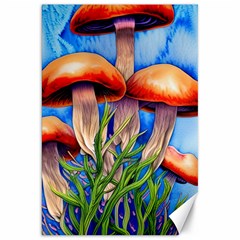 Garden Mushrooms In A Flowery Craft Canvas 20  X 30  by GardenOfOphir