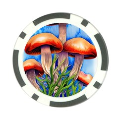 Garden Mushrooms In A Flowery Craft Poker Chip Card Guard by GardenOfOphir