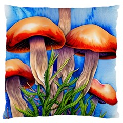 Garden Mushrooms In A Flowery Craft Large Cushion Case (one Side) by GardenOfOphir