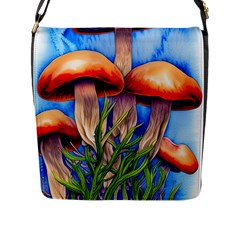 Garden Mushrooms In A Flowery Craft Flap Closure Messenger Bag (l) by GardenOfOphir