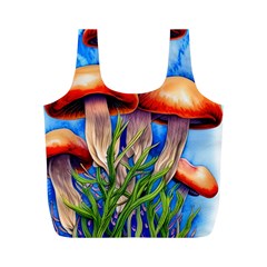 Garden Mushrooms In A Flowery Craft Full Print Recycle Bag (m) by GardenOfOphir