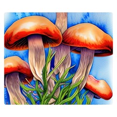 Garden Mushrooms In A Flowery Craft Premium Plush Fleece Blanket (small) by GardenOfOphir