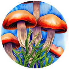 Garden Mushrooms In A Flowery Craft Wooden Puzzle Round by GardenOfOphir