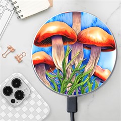 Garden Mushrooms In A Flowery Craft Wireless Fast Charger(white) by GardenOfOphir