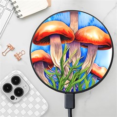 Garden Mushrooms In A Flowery Craft Wireless Fast Charger(black) by GardenOfOphir