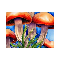 Garden Mushrooms In A Flowery Craft One Side Premium Plush Fleece Blanket (mini) by GardenOfOphir