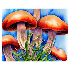 Garden Mushrooms In A Flowery Craft One Side Premium Plush Fleece Blanket (medium) by GardenOfOphir