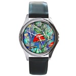 Woodsy Mushroom Forest Foraging Round Metal Watch Front