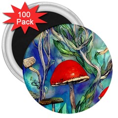 Woodsy Mushroom Forest Foraging 3  Magnets (100 Pack) by GardenOfOphir