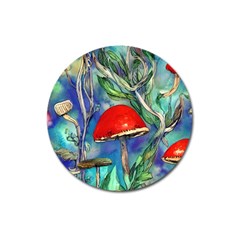 Woodsy Mushroom Forest Foraging Magnet 3  (round) by GardenOfOphir