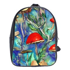 Woodsy Mushroom Forest Foraging School Bag (large) by GardenOfOphir