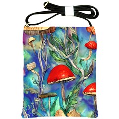 Woodsy Mushroom Forest Foraging Shoulder Sling Bag by GardenOfOphir