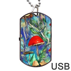 Woodsy Mushroom Forest Foraging Dog Tag Usb Flash (one Side) by GardenOfOphir