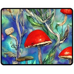 Woodsy Mushroom Forest Foraging Fleece Blanket (medium) by GardenOfOphir