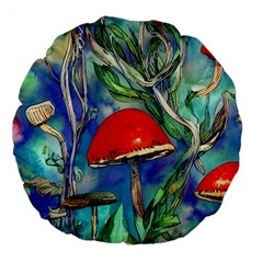 Woodsy Mushroom Forest Foraging Large 18  Premium Flano Round Cushions by GardenOfOphir