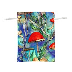 Woodsy Mushroom Forest Foraging Lightweight Drawstring Pouch (l) by GardenOfOphir