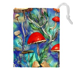 Woodsy Mushroom Forest Foraging Drawstring Pouch (4xl) by GardenOfOphir