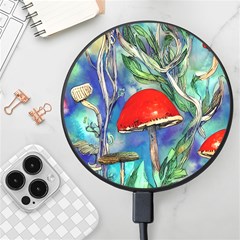 Woodsy Mushroom Forest Foraging Wireless Fast Charger(black) by GardenOfOphir