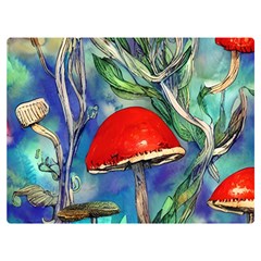 Woodsy Mushroom Forest Foraging One Side Premium Plush Fleece Blanket (extra Small) by GardenOfOphir